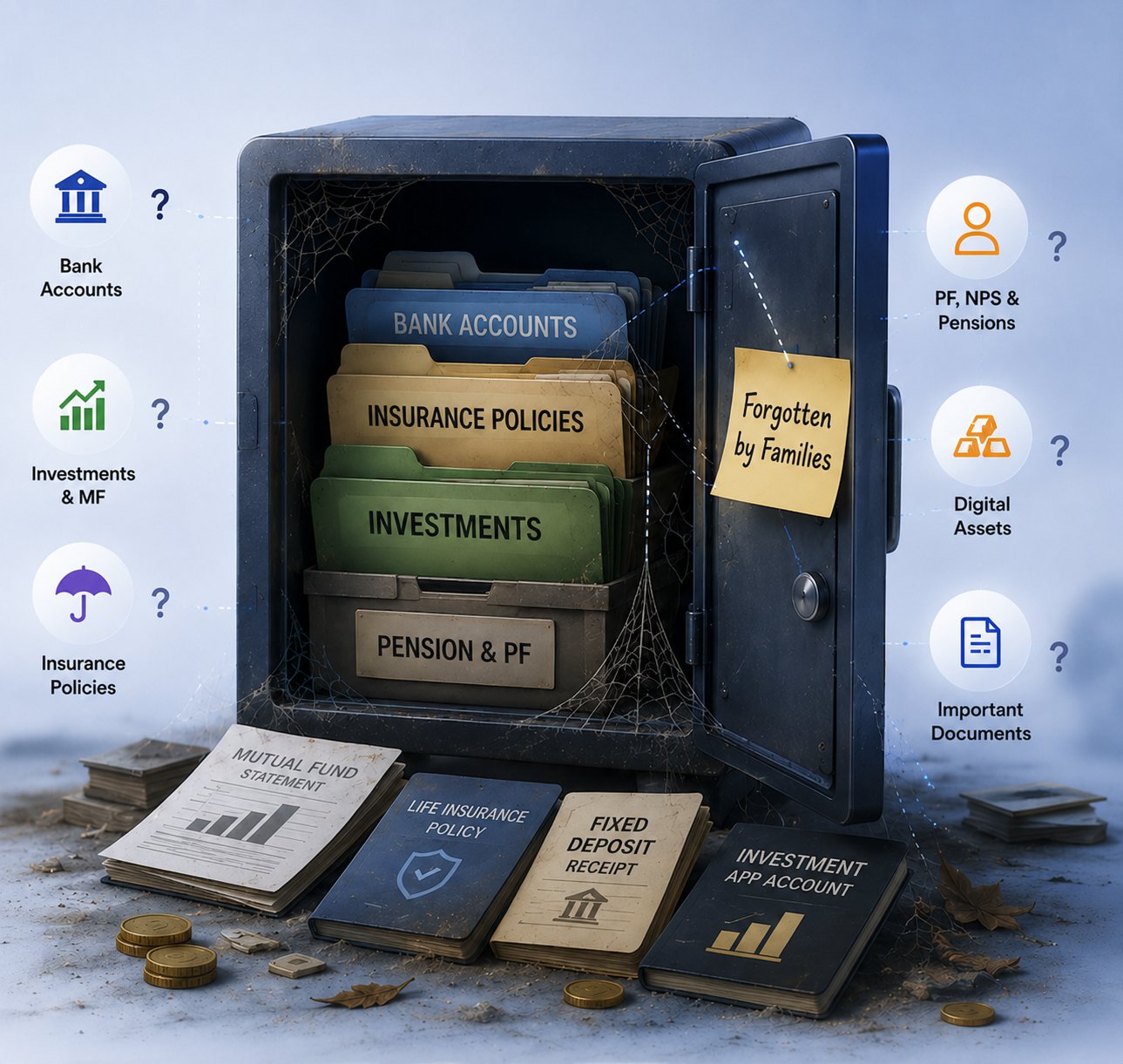 Family discovering forgotten financial assets
